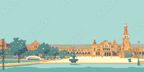 Seville s plaza de espa a a vibrant illustration of spanish architecture