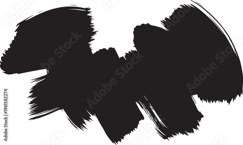 Black Brush Stroke Art on White Background Illustration