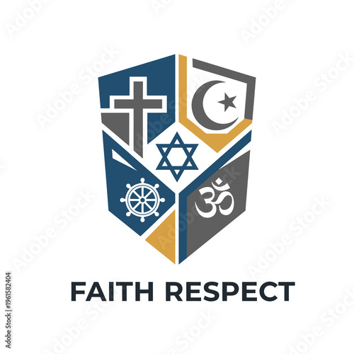 Multi Faith Religious Diversity Shield Emblem