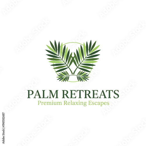 Palm Retreats Premium Relaxing Escapes Logo Vector