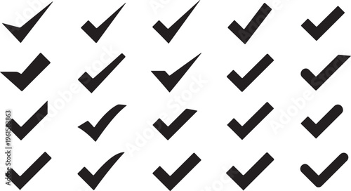 Black checkmarks on a white background pattern design