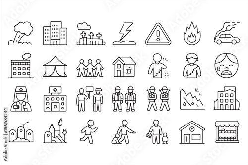Rescue and Disaster Icons for Crisis Management and Humanitarian Aid