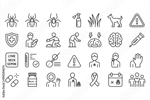 Lyme Infection Icons Featuring Symptoms, Treatment and Prevention