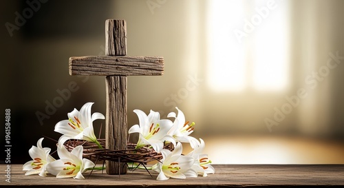 Easter Celebration Cross And Lilies Good Friday flower