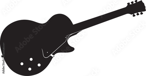 Black Electric Guitar Silhouette on White Background Illustration