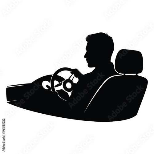 Man Driving Car Silhouette