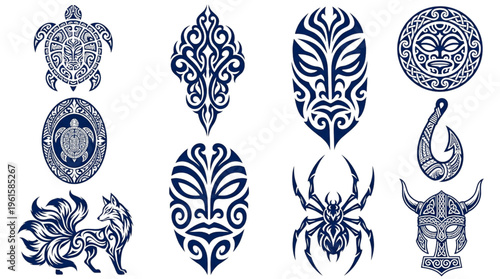 Tribal Tattoo Designs for Graphic Design, Web, Apparel, and Cultural Art Projects