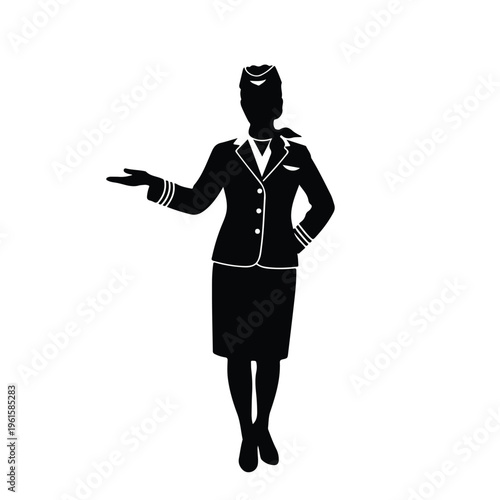 Silhouette of a female flight attendant or cabin crew