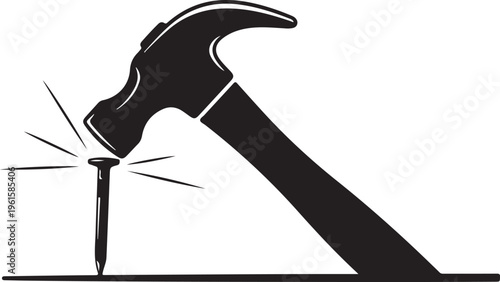 Hammer striking a nail with force and precision always