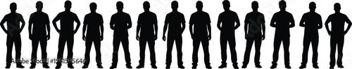 фотографія Collection of diverse men silhouettes standing in various poses and casual attire featuring different body types for community and teamwork