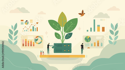 A simple, elegant white line curves across a muted green background, evoking a sense of calmness and serenity.