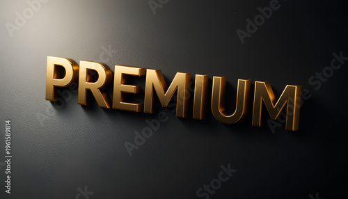 A premium gold sign on a dark background with a spotlight shining on it