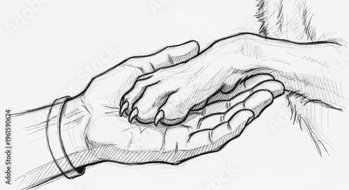 Human hand holding a dog paw in a gesture of friendship and trust.