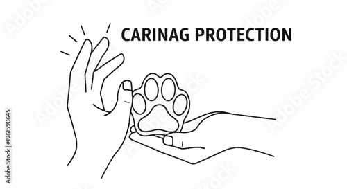 Human hands gently hold a paw print symbol for pet protection.