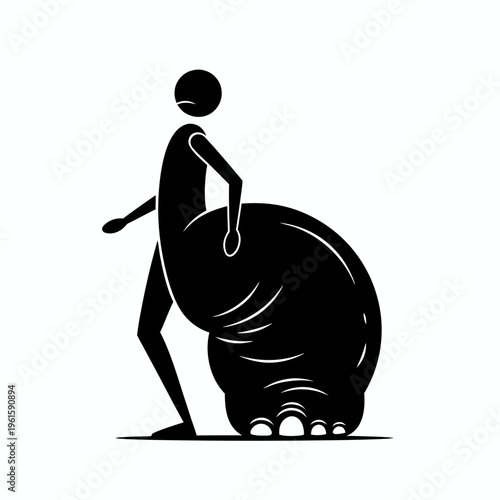 Black and white vector illustration of a person with a swollen neck or mumps symptom