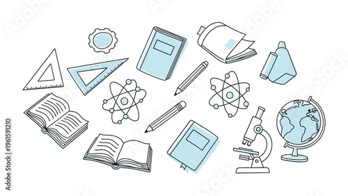 Education tools seamless: A collection of meticulously drawn educational tools creates a sense of wonder and excitement, representing the limitless potential of learning and knowledge.