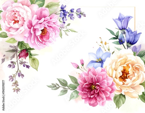 A floral arrangement with pink, peach, and purple flowers