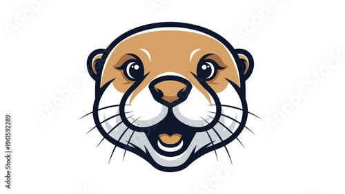 Cartoon otter head mascot isolated