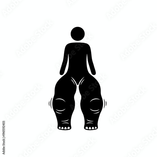 Flat Black Icon Of A Stick Figure Representing Elephantiasis And Severe Swollen Legs Due To Lymphedema