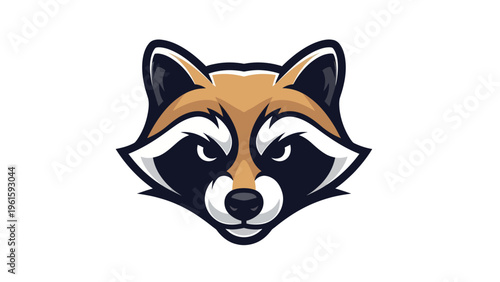 Cartoon raccoon face illustration on white