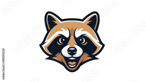 Cartoon raccoon head illustration on white
