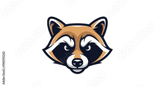Cartoon raccoon head isolated