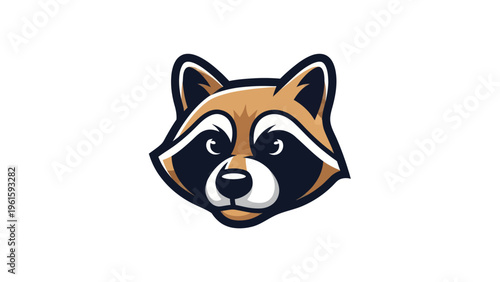 Cartoon raccoon head isolated
