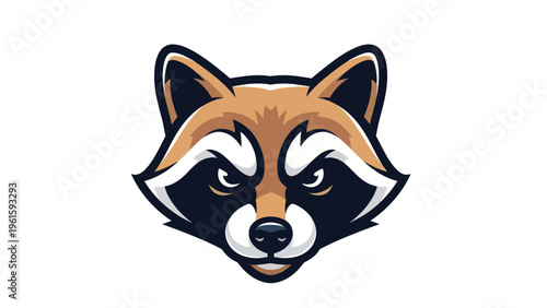 Cartoon raccoon head isolated illustration