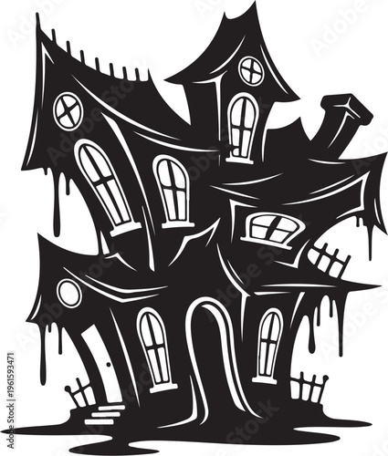 Spooky haunted house with a creepy atmosphere and dark design