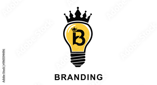 Branding Idea Lightbulb Crown Logo Symbol