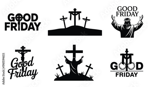 Good Friday Jesus Cross Silhouette Set