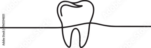 Vector continuous one line drawing of tooth best use for logo banner illustration dentist stomatology medical concept. One line draw graphic design vector