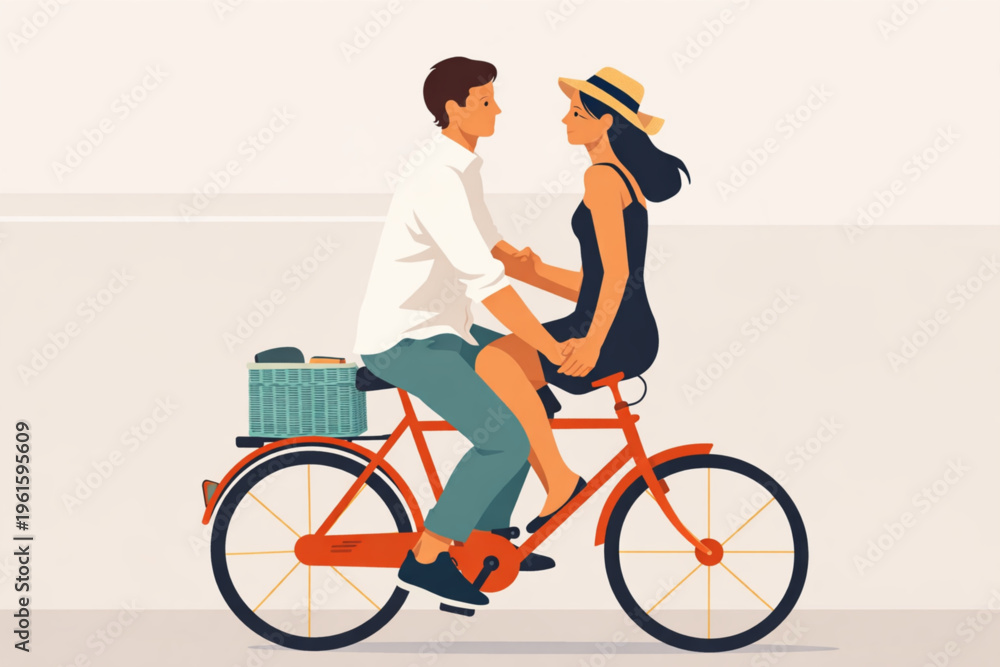 Obraz premium young couple on bikes