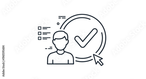 User Profile Verification with Tick Mark and Cursor Illustration.