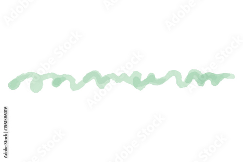水彩のぬくもりシリーズ 幼稚園・保育園向け うねる手書きライン素材 緑 パステルカラー 境界線