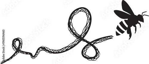 Bee flying near a rope with a loop