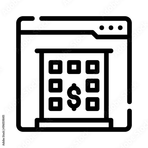 Ideal for finance websites or articles to illustrate money, business, or investments, this digital image features a browser window with a dollar sign on a grid.
