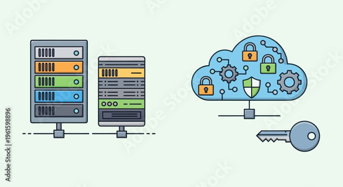 Cloud Computing Security and Server Data Protection Concept