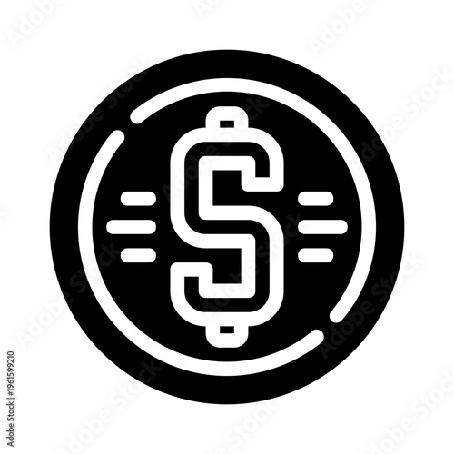 Black and white coin drawing suitable for financial and business concepts, banking websites, and educational materials on money and currency.
