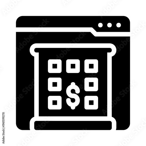 Ideal for finance websites or articles to illustrate money, business, or investments, this digital image features a browser window with a dollar sign on a grid.
