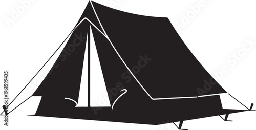 Black tent on white background for camping and outdoor
