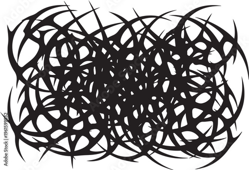 Abstract black scribbles on a white background illustration art