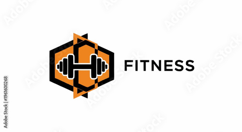 Modern Fitness Logo Design with Dumbbell Icon.