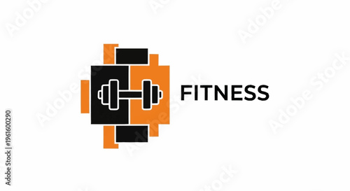Modern Fitness Logo with Dumbbell Icon and Text.