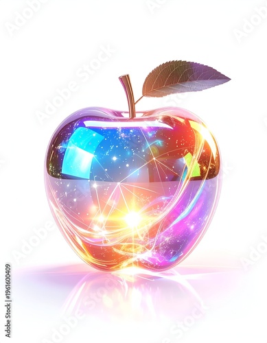 A mesmerizing cosmic apple - A vibrant blend of colors and light.