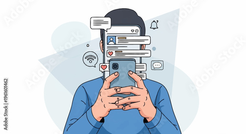 Person engrossed in smartphone social media notifications.