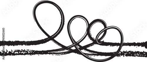 Black rubber O-ring seals on a white background illustration