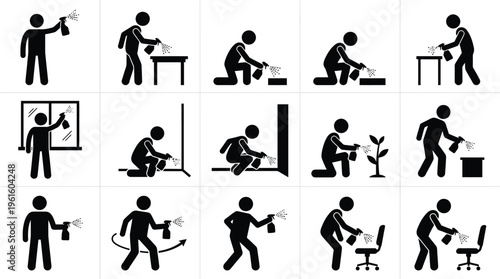 Shopping stick figure icons set, supermarket customer pictograms with grocery carts and bags, retail store consumer behavior vector illustrations