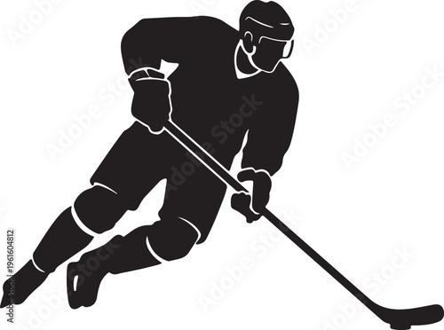 Photography Ice Hockey Silhouette Player Action Winter Sports Vector Illustration