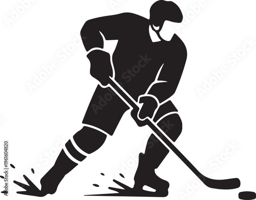 Photography Ice Hockey Player Silhouette Action Sports Athlete Vector Illustration